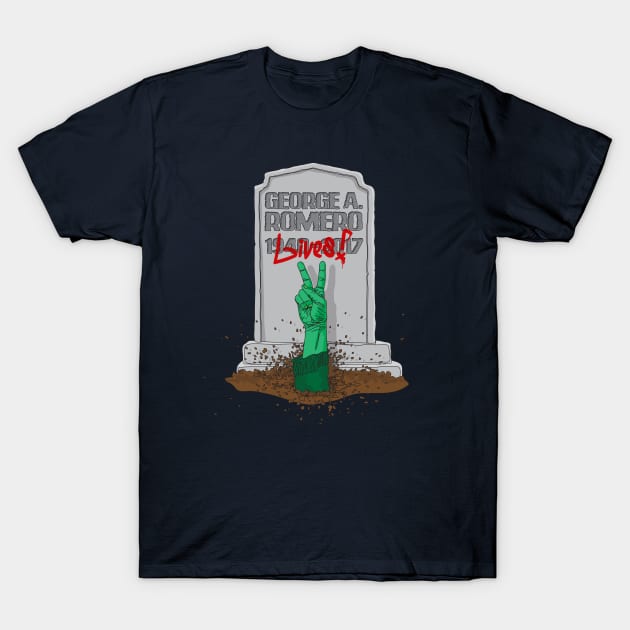 George A. Romero Lives! T-Shirt by andrew_kelly_uk@yahoo.co.uk